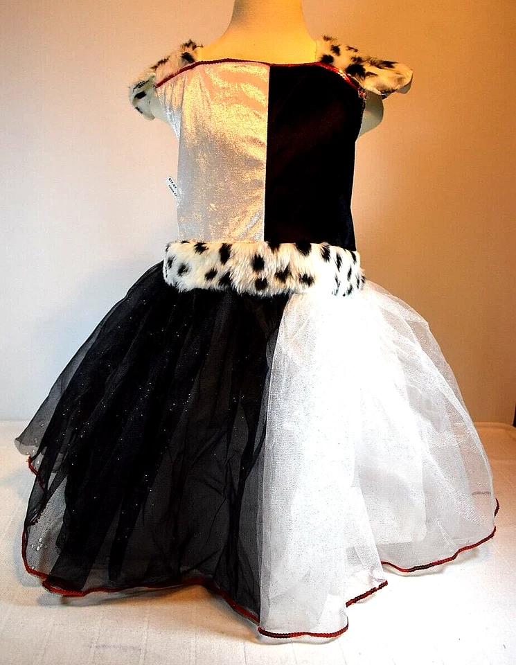Disfraz infantil "Little Cruella De Vil" blanco y negro con detalles de piel - Lg para niña Foto 1 de 4