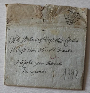 1792 lettera INTERNAZIONALE MESSINA-SIENA-timbro CUORE NERO 48 SIENA-L62 - Picture 1 of 1