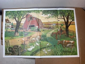 1963 Large Farm Scene Poster Childcraft World Book Encyclopedia 40”x26” Shf3 - Picture 1 of 11