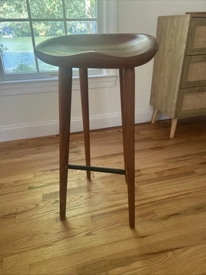 DWR Tractor Bar Height Stools In Walnut - 2 - Image 1 of 4