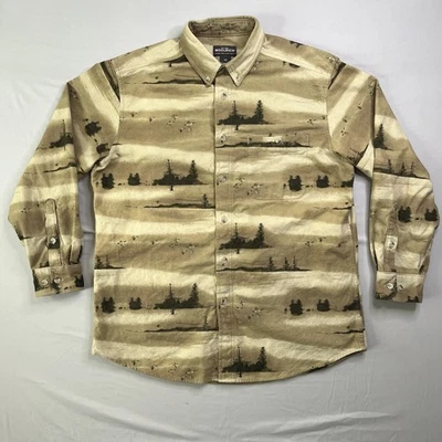 Camisa Woolrich De Colección Para Hombre Grande Bronceada Estampado Pato Abotonada Manga Larga Caza Foto 1 de 4