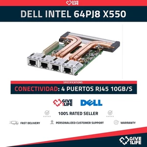 DELL INTEL Daughter Card 64PJ8 X550-T4 4x RJ45 10GB/s - Picture 1 of 6