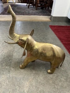 large brass elephant statue 14.5” To Top Of Raised Trunk 14” Length - Picture 1 of 8