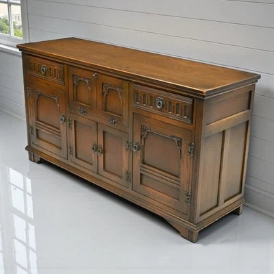 Old Charm Oak Sideboard With Drinks Cabinet & Bottle Storage FREE UK Delivery - Image 1 of 4