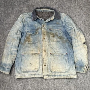 Chaqueta Denim Wrangler Años 70 De Colección Forrada con Manta Tareas Desteñida Muy Envejecida Talla 44 - Imagen 1 de 24