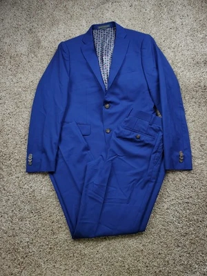 Traje a medida Indochino para hombre 36 corto azul lana dos botones 32X31 pierna recta Foto 1 de 4