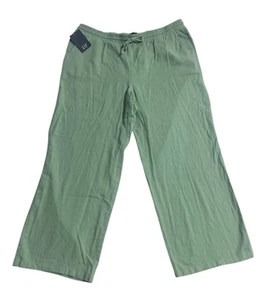 Pantalones para mujer GAP de lino con cordón cintura elástica verde granito talla XL - Imagen 1 de 13