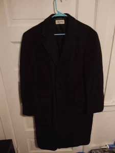 Vintage John Weitz Black Long Wool Cashmere Coat  Mens M 90s Classic - Picture 1 of 7