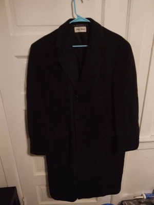 Vintage John Weitz Black Long Wool Cashmere Coat  Mens M 90s Classic - Image 1 of 4