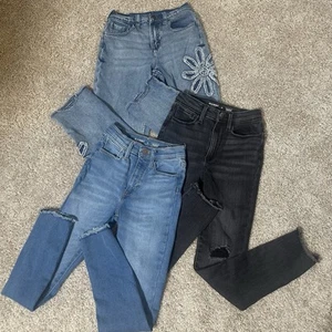 Bundle Lot (3) Girls Jeans Sz 10 Yth Old Navy Rockstar Jeggings Stretch Justice - Picture 1 of 11