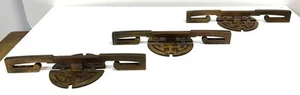 Vintage MCM Solid Brass Set Of 3 Chinese Chinoserie Draw Pulls Hardware - Picture 1 of 23