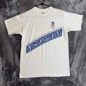 Vintage 1980s Olympics Promo White T Shirt USPS Size Large Eagle Single Stitch - Imagen 1 de 7