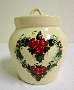 East Texas Pottery Canister/Jar Marshall Texas Roses Heart Vintage 8" high Vin  - Picture 1 of 4