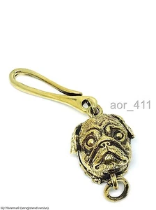 PUG Puppy Dog 3D Brass Keychain Solid Hook U Wallet Key Chain Ring Fob handmade - Picture 1 of 10