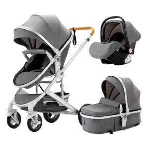 Trio Grigio Passeggino Modulare 3in1 Carrozzina 2in1 Ovetto Neonati + Omaggi - Photo 1/24