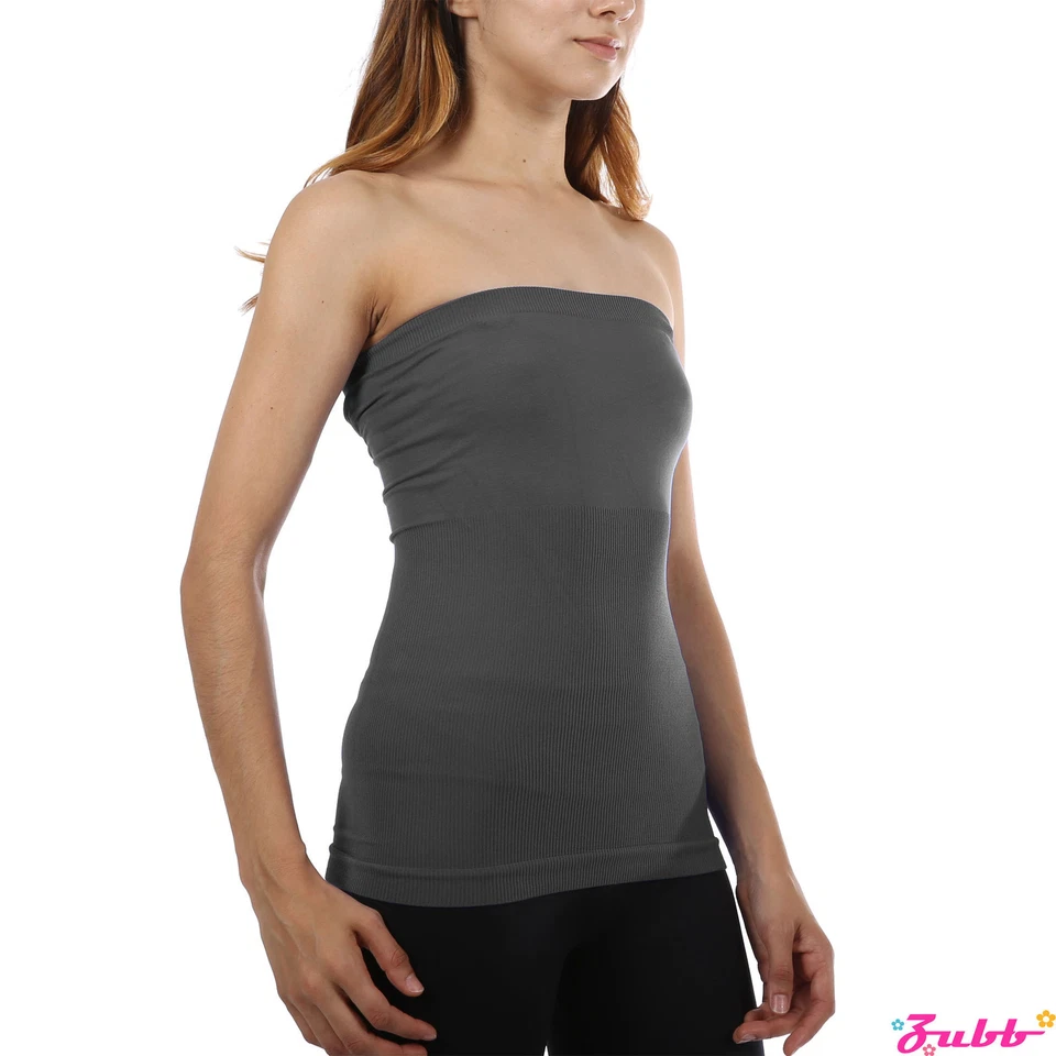 Top de tubo sin tirantes sin mangas largo bandeau elástico acanalado capas básicas para mujer Foto 1 de 1