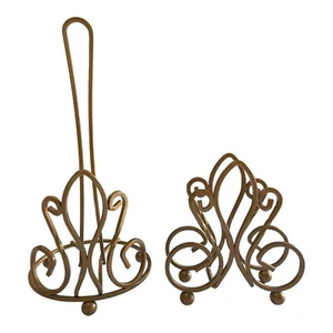 Bronze Wrought Iron Paper Towel Holder and Napkin Holder w/Fleur-de-lis Design - Picture 1 of 4