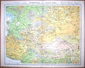 Mapa Reclus ca.1885 TURQUESTÁN Y ASIA INTERIOR, #1 - Imagen 1 de 1