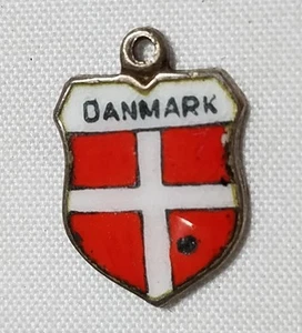 BRACCIALE CHARM VINTAGE 835 AG ARGENTO SMALTO DANMARCA (DANIMARCA) SCUDO DA VIAGGIO - Foto 1 di 2