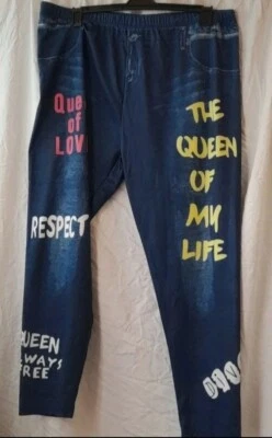 Leggings de graffiti azul efecto mezclilla talla 4XL Foto 1 de 3