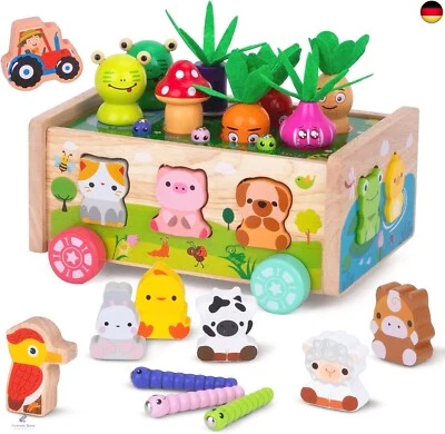 KMTJT Montessori Toy from 1 2 3 Years, Carrot Plug-In Game Wood, Montessori Gift