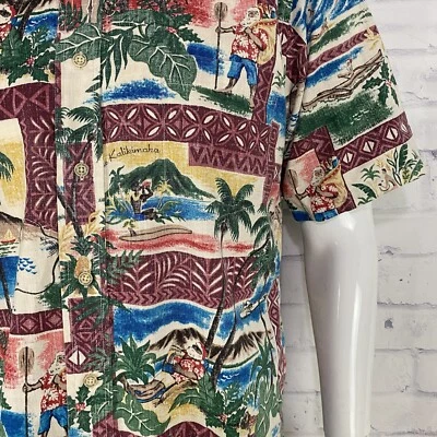 Reyn Spooner Shirt Men's Medium Hawaiian Christmas Santa Reverse Print *S tag - Image 1 of 4