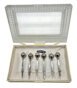VINTAGE Set of 6 Sterling Silver Appetizer Picks with Original Case - Picture 1 of 3