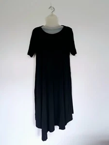 Cos Dress Size M Ladies Black Smock Midi Asymetrical Lagenlook Shortsleeve - Picture 1 of 13