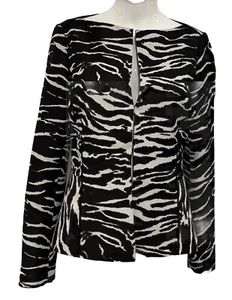 New $598 LAFAYETTE 148 NEW yORK Black White Animal Print Zebra Blazer Jacket 8 - Picture 1 of 15