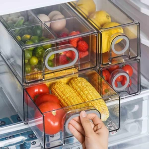 6 PCS Refrigerator Drawer Organizer Fridge Organizers Storage Clear Plastic - Picture 1 of 12