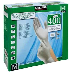 Kirkland Signature Nitrile Exam Multipurpose Gloves, Medium - 400 Count - Foto 1 di 3