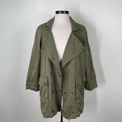 Chaqueta Current Elliot Mujer 2 Mediana Oliva Relajada Larga Línea Ejército Utilidad Trench Foto 1 de 4
