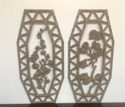 "Placas de pared florales estilo bambú mediados de siglo decoración sintética moderna 16x8"" boho retro" Foto 1 de 4