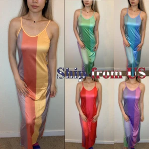 Women's Summer Gradient Long Maxi Dress Ladies Boho Holiday Beach Party Sundress - Picture 1 of 21