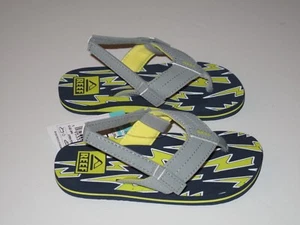 Reef Little Boys  7 Little Uni Flip Flops Sandals Boys Black Yellow Gray Thunder - Picture 1 of 2
