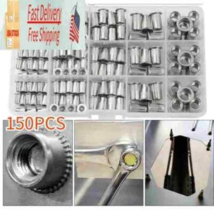 NIETMUTTER Flachkopf Gewindeeinsatz Aluminium Nietmutternsatz Set Kit 150tlg - Bild 1 von 11