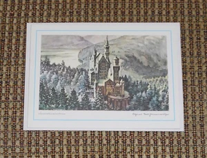 NEUSCHWANSTEIN CASTLE ERNST GEISSENDORFER ROTHENBURG ETCHING ART CHRISTMAS CARD - Picture 1 of 4