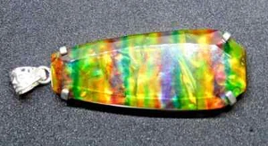 70.50Ct Certified Fancy Cut Natural Ammolite Solid Silver Pendant Loose Gemstone - Imagen 1 de 5