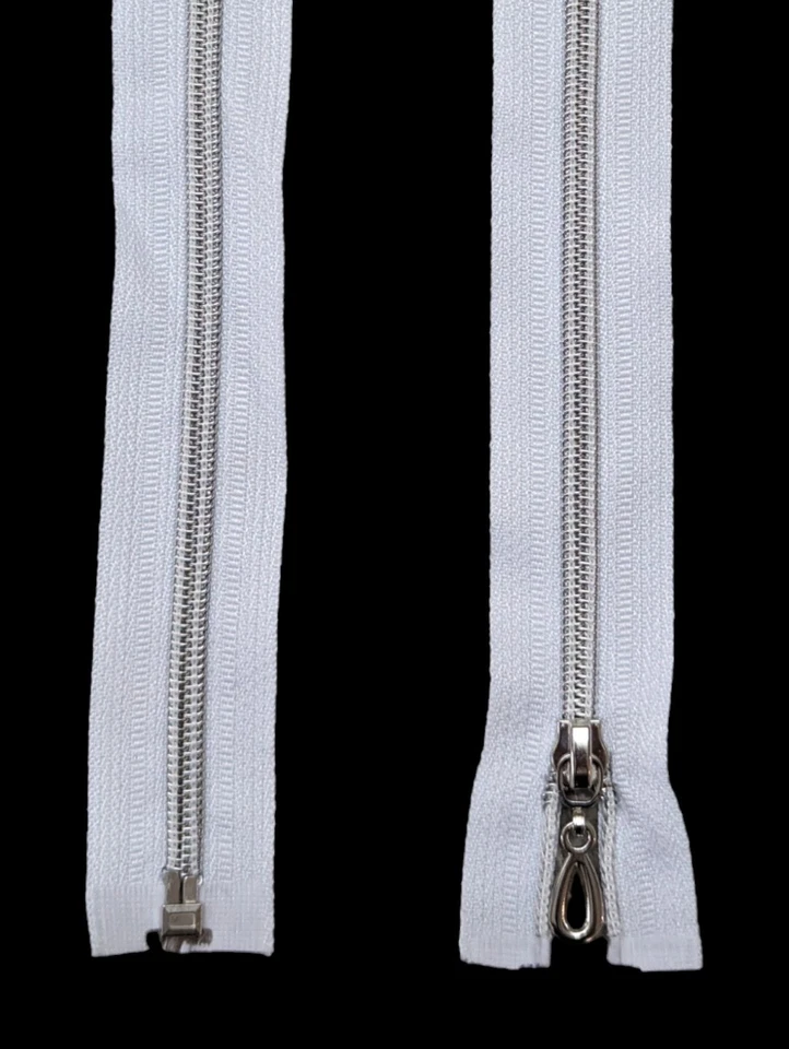 NDL Spirale Reißverschluss 6mm Weiß Silber Robust Jacke, Weste ,Teilbar bis 80cm