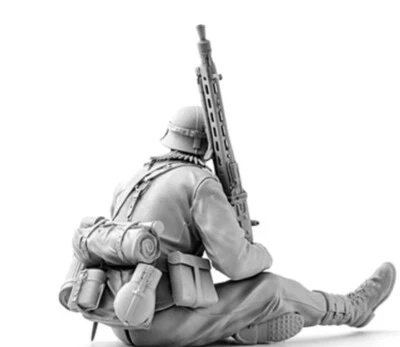 1/16 Resin Figure Model Kit One German Machine Gun Soldier Gunner WW2 Unpainted - Image 1 of 2