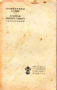 MARIA ADDOLORATA E DESOLATA SERMONI P.FERDINANDO CANGER 1896 (QA39) - Imagen 1 de 1