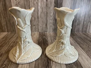 Fitz And Floyd 1976 Cream Colored Candle Sticks. Calla Lilies And Bees. 6x5 - Picture 1 of 6