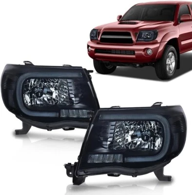 Para Toyota Tacoma 2005-2011 NEGRO OSCURO LED DRL Tubo Proyector Faros Lámparas Foto 1 de 4