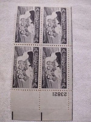 US Scott #956, PB #23821 1948 Immortal Chaplains 3c MNH OG Lower Left - Image 1 of 2