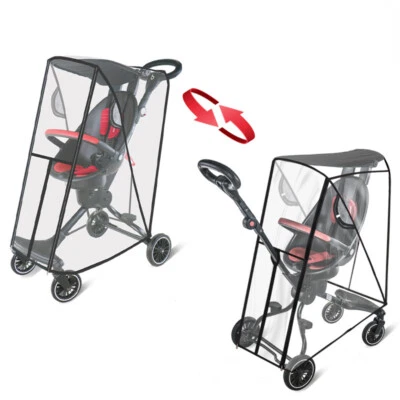 Cubierta de lluvia para cochecito de paseo uso de dos lados resistente a la intemperie orificio de aire universal hogar Foto 1 de 4