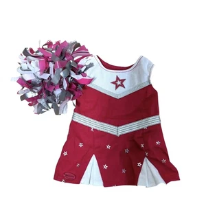 Abito cheerleader rosso ragazza americana Rah-Rah vestito rosso cotone twill per bambola 18" - Foto 1 di 4