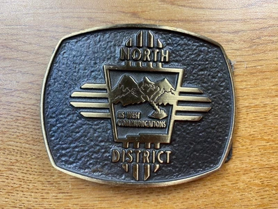 Fivela de cinto de bronze sólido US West Communications North District - Imagem 1 de 3