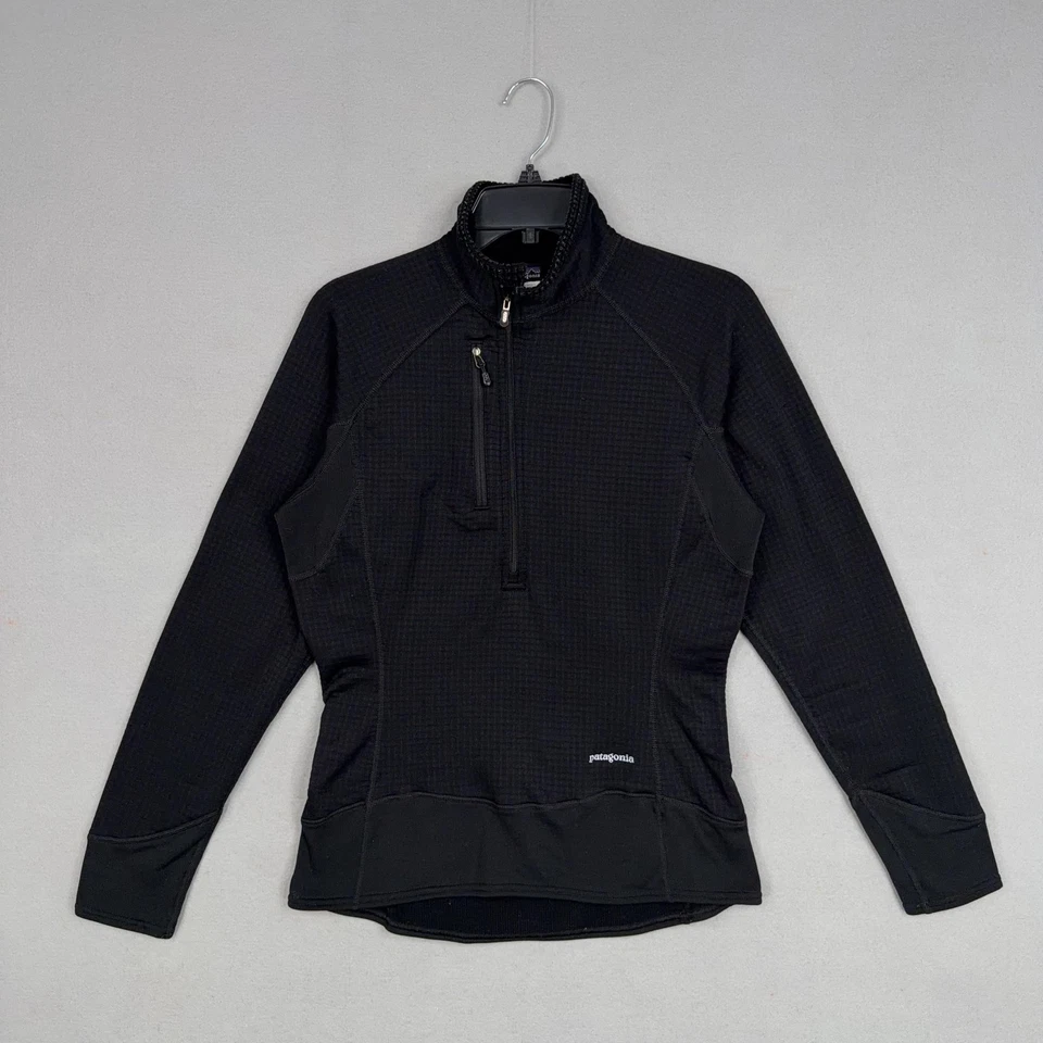 Suéter Patagonia R1 para mujer mediano negro Polartec polar cuarto cremallera Foto 1 de 4