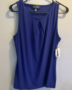 Top camisero sin mangas delantero plisado con ojo de cerradura Kasper para mujer - púrpura real - talla S - Imagen 1 de 6