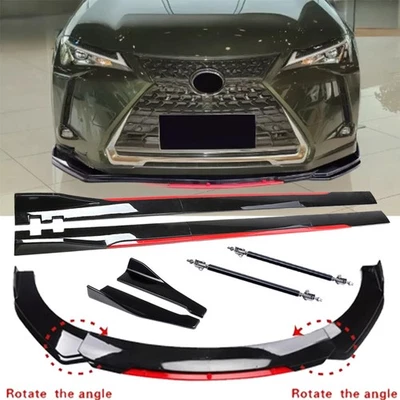 For Lexus NX250 NX300 NX350 Front Bumper Lip Splitter Glossy Black Red Body Side Foto 1 de 4